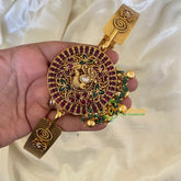 AD Stone Peacock Pendant Plain Hipbelt-Gold Green Bead -G6746